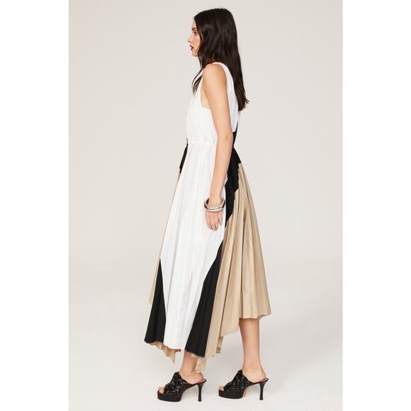 BIBHU MOHAPATRA x RTR Black White Colorblock Pleated Crewneck Flowy Dress Size 4 - Picture 4 of 16